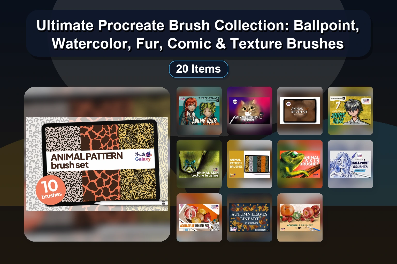 Procreate Brush & Stamp Collection: Alcohol Ink, Watercolor, Action Poses & Floral Assets (Part 41)