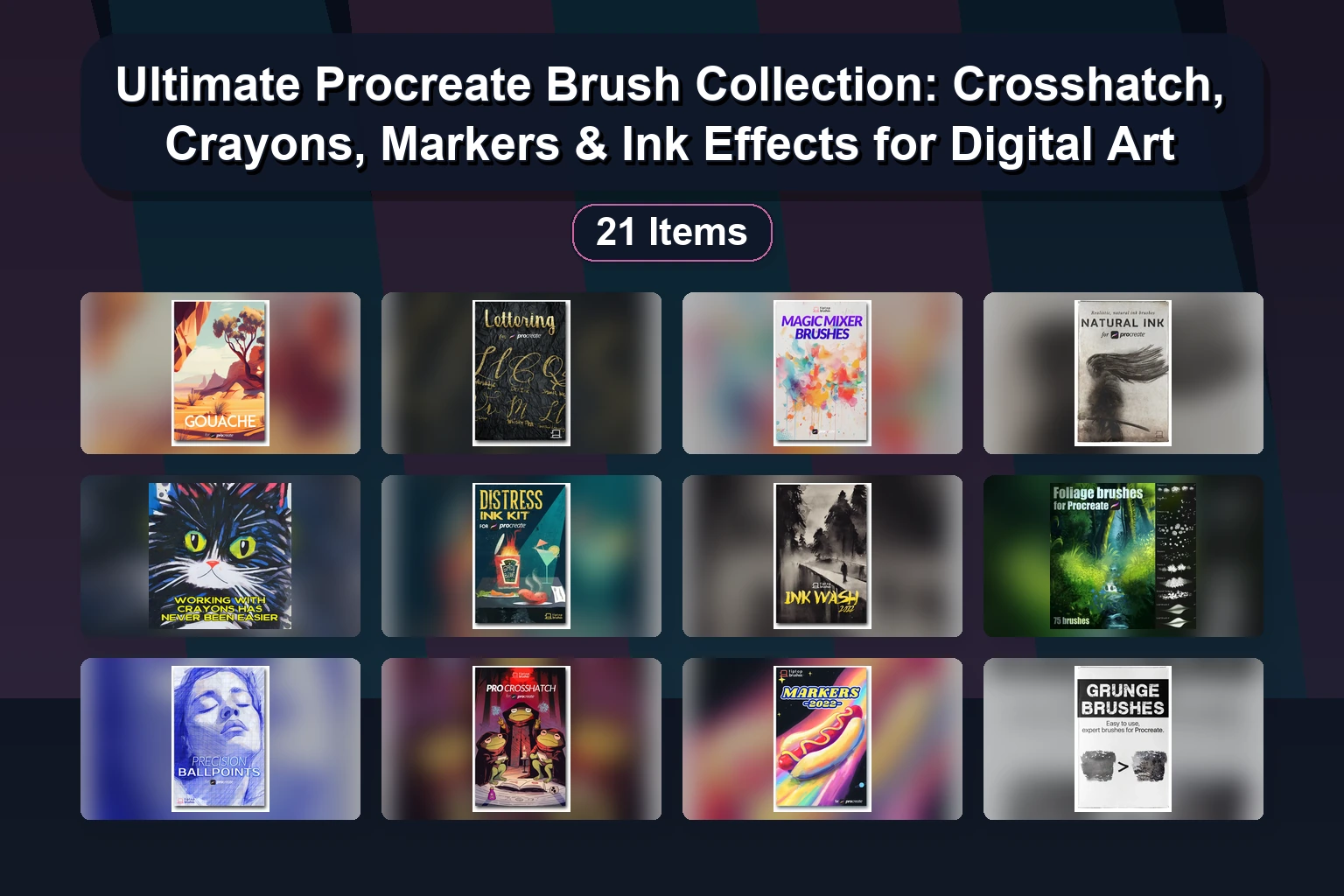 20 Procreate Brush Sets for Digital Art & Illustration (Oil, Watercolor, Ink, Patterns & More)
