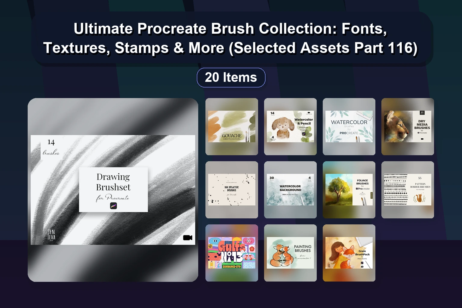 20 Procreate Background Brushes & Stamp Sets for Digital Art & Illustration