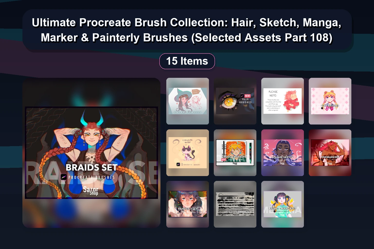 20 Procreate & Photoshop Brush Packs for Digital Art, Watercolor, Anime & Comic Illustration
