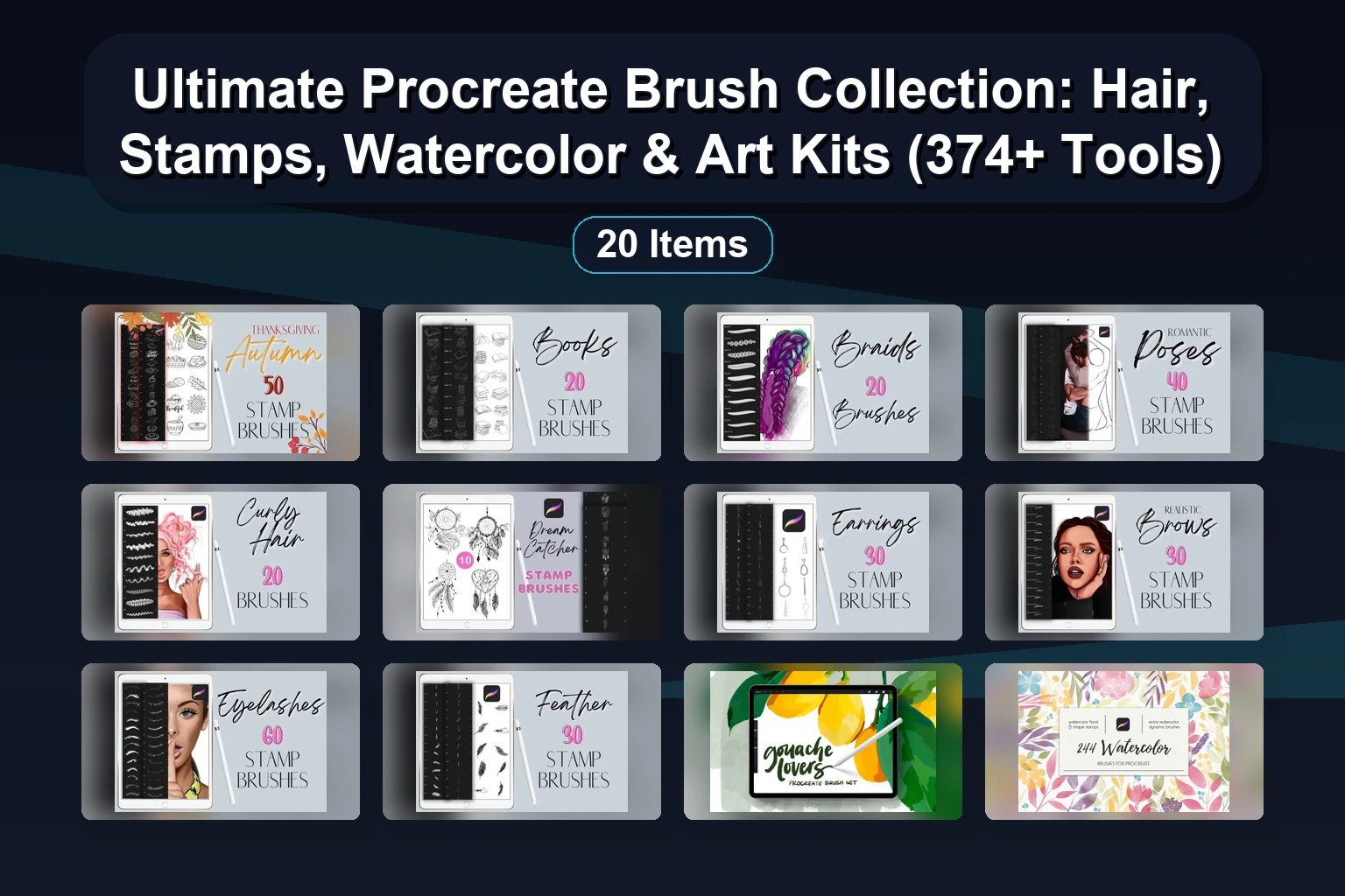 30+ Procreate Brush Packs & Digital Art Assets for Painting, Textures, Patterns, and Portraits (Selected Assets Part 375)