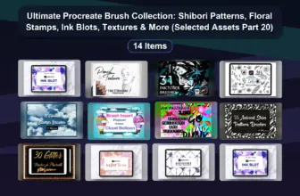 Ultimate Procreate Brush Collection: Shibori Patterns, Floral Stamps, Ink Blots, Textures & More (Selected Assets Part 20)