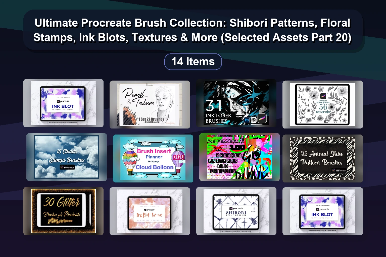 15 Procreate Brush Packs for Hair, Wings, Watercolor & Weather Effects
