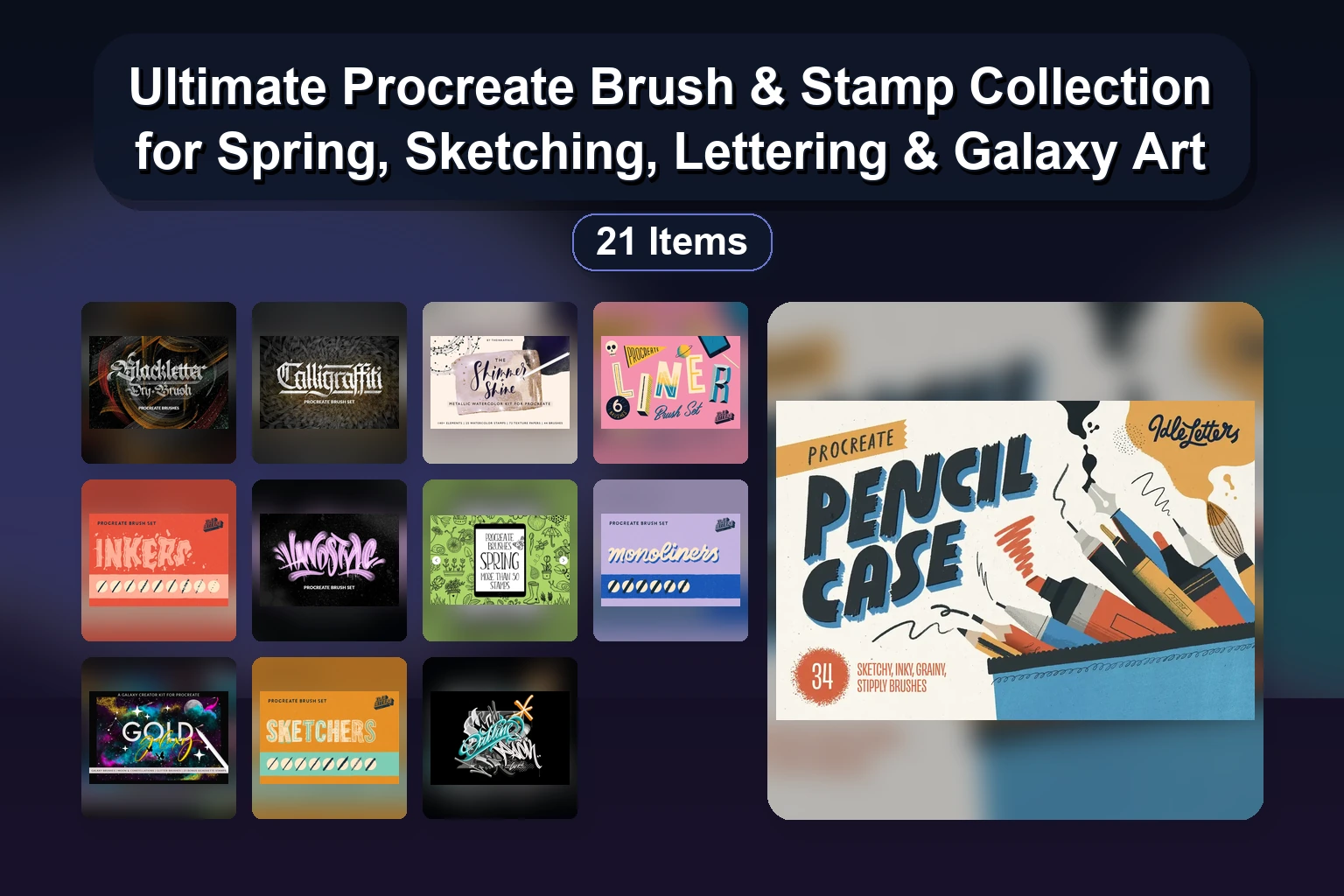 20 Procreate Stamps & Brush Sets for Fashion, Nature, & Winter Art (svgocean)