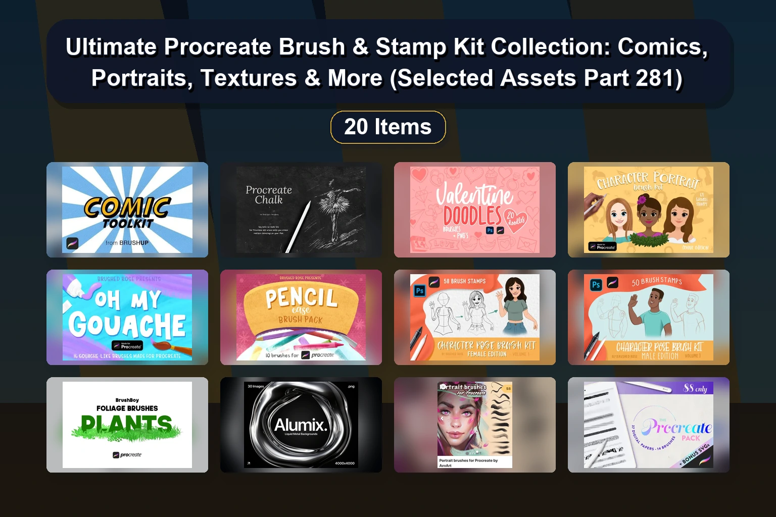 Ultimate Procreate Brush & Stamp Kit Collection: Comics, Portraits, Textures & More (Selected Assets Part 281)