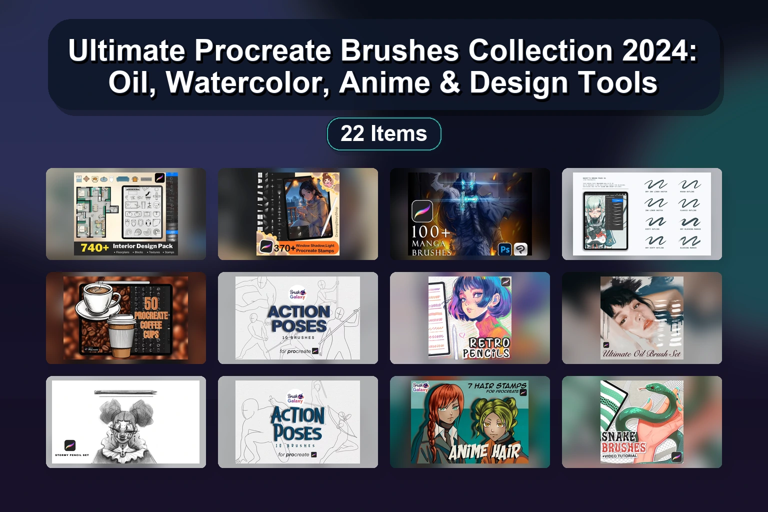 Ultimate Procreate Brushes Collection 2024: Oil, Watercolor, Anime & Design Tools Ultimate Procreate Brushes Collection 2024 Oil Watercolor An collage c5bccc88 1781837514