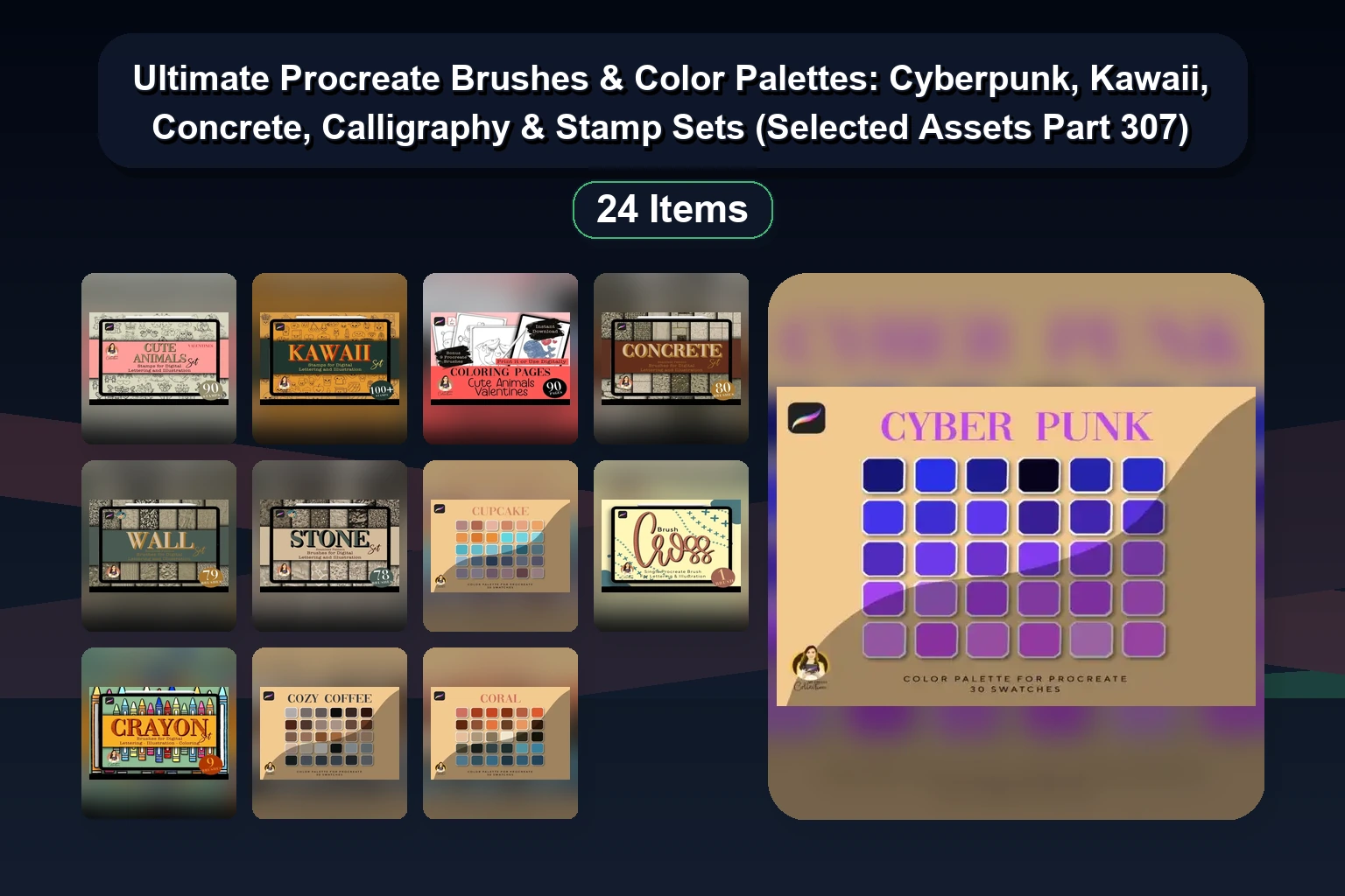 70+ Procreate Brush Sets & Digital Art Assets for Textures, Lettering & Stamps