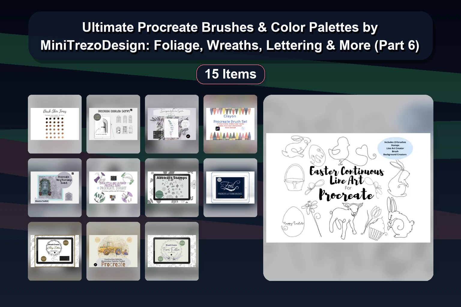 MiniTrezoDesign Procreate Brush & Palette Collection Part 8: Pastel, Watercolor & Lettering Tools