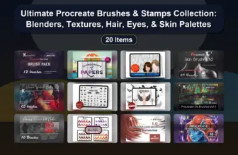 Ultimate Procreate Brushes & Stamps Collection: Blenders, Textures, Hair, Eyes, & Skin Palettes