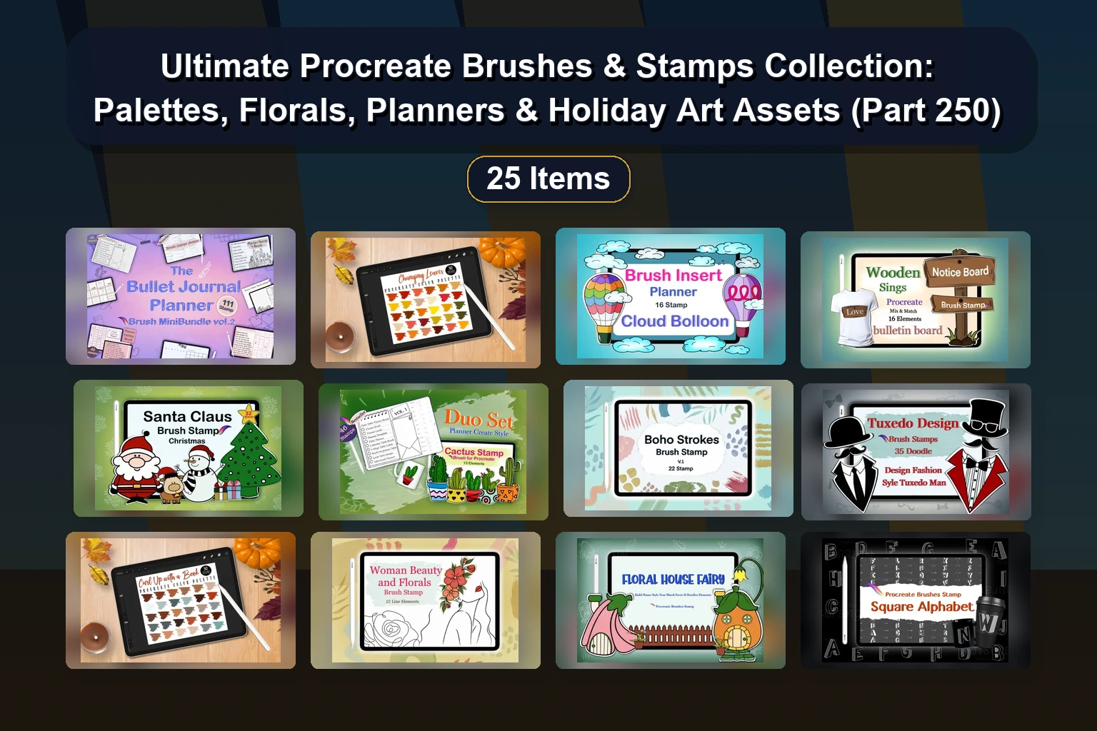 Procreate & Photoshop Brush Bundle – Stamps, Textures & Digital Art Tools (Selected Assets Part 249)