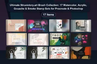 Ultimate Struvictory.art Brush Collection: 17 Watercolor, Acrylic, Gouache & Smoke Stamp Sets for Procreate & Photoshop
