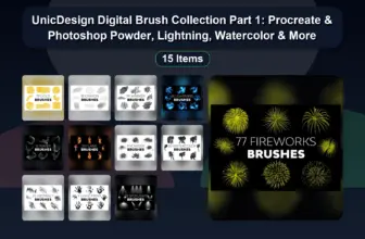 UnicDesign Digital Brush Collection Part 1: Procreate & Photoshop Powder, Lightning, Watercolor & More