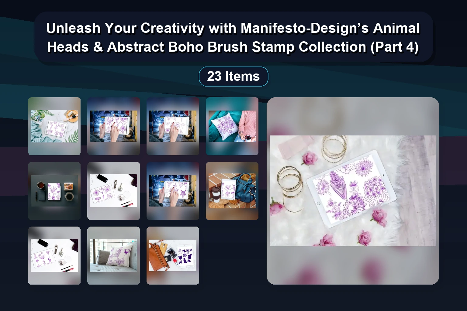 Unleash Your Creativity with Manifesto-Design’s Animal Heads & Abstract Boho Brush Stamp Collection (Part 4)