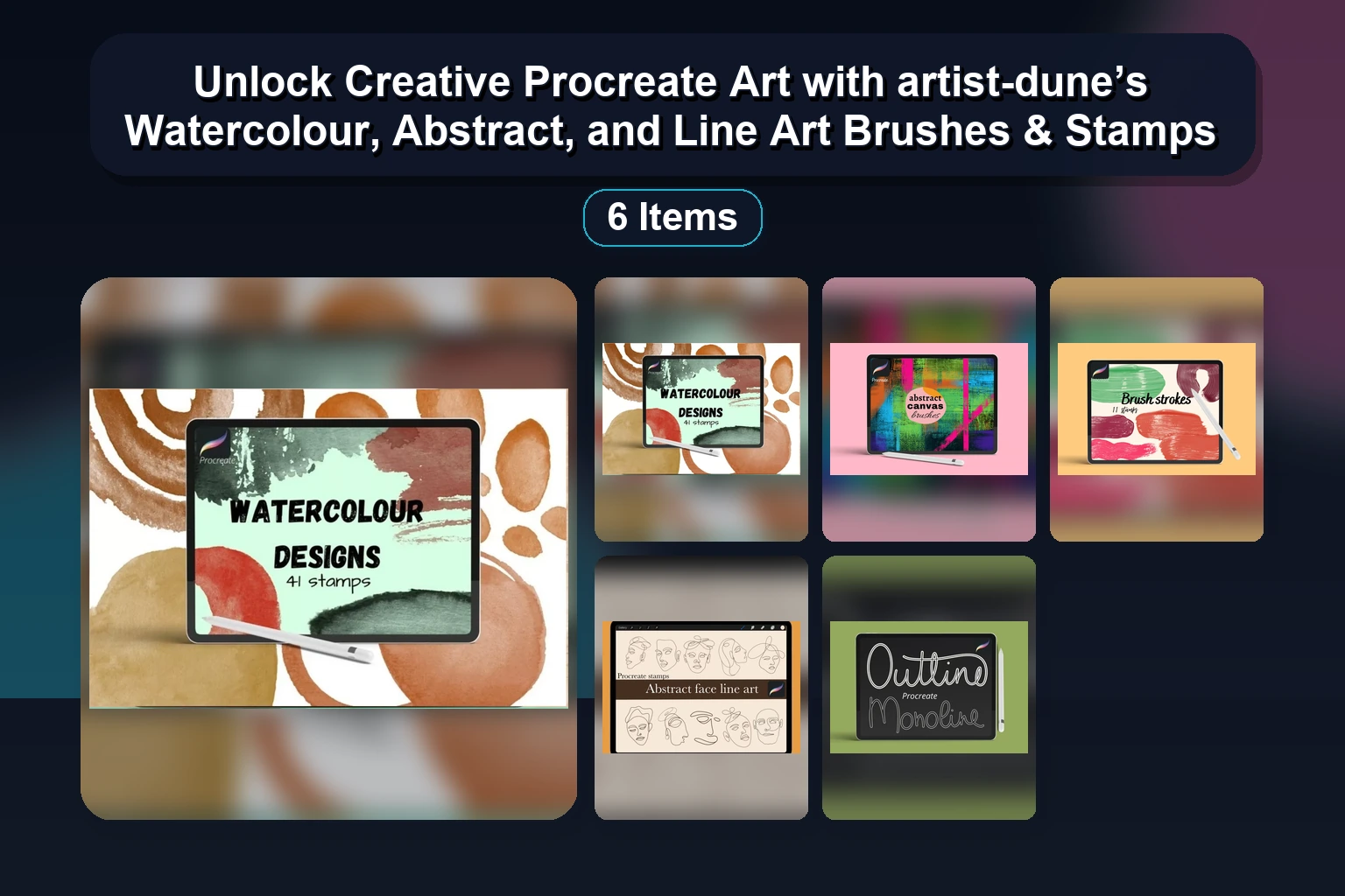 Unlock Creative Procreate Art with artist-dune’s Watercolour, Abstract, and Line Art Brushes & Stamps 1 Unlock Creative Procreate Art with artist-dune’s Watercolour, Abstract, and Line Art Brushes & Stamps Unlock Creative Procreate Art with artist dunes Watercolour collage 6f45ab51 1781887616