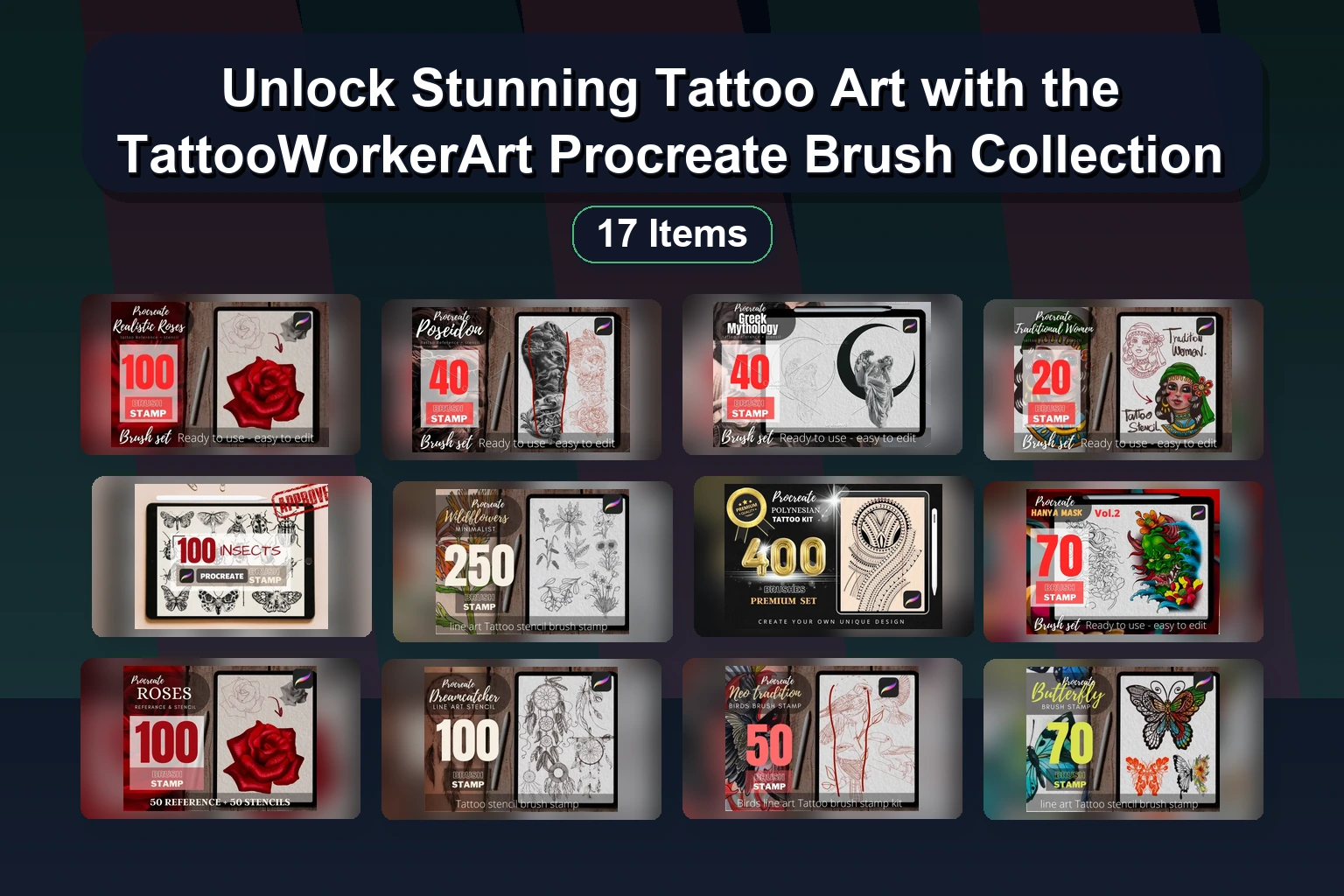 Unlock Stunning Tattoo Art with the TattooWorkerArt Procreate Brush Collection