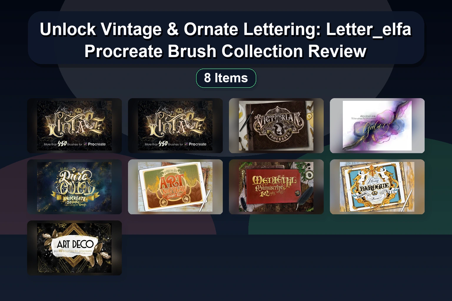 Unlock Vintage & Ornate Lettering: Letter_elfa Procreate Brush Collection Review Unlock Vintage Ornate Lettering Letter elfa Procreate Brush collage 24b8d65a 1781887381