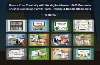 Unlock Your Creativity with the digital-ideas-art-2465 Procreate Brushes Collection Part 2: Floral, Holiday & Doodle Stamp Sets