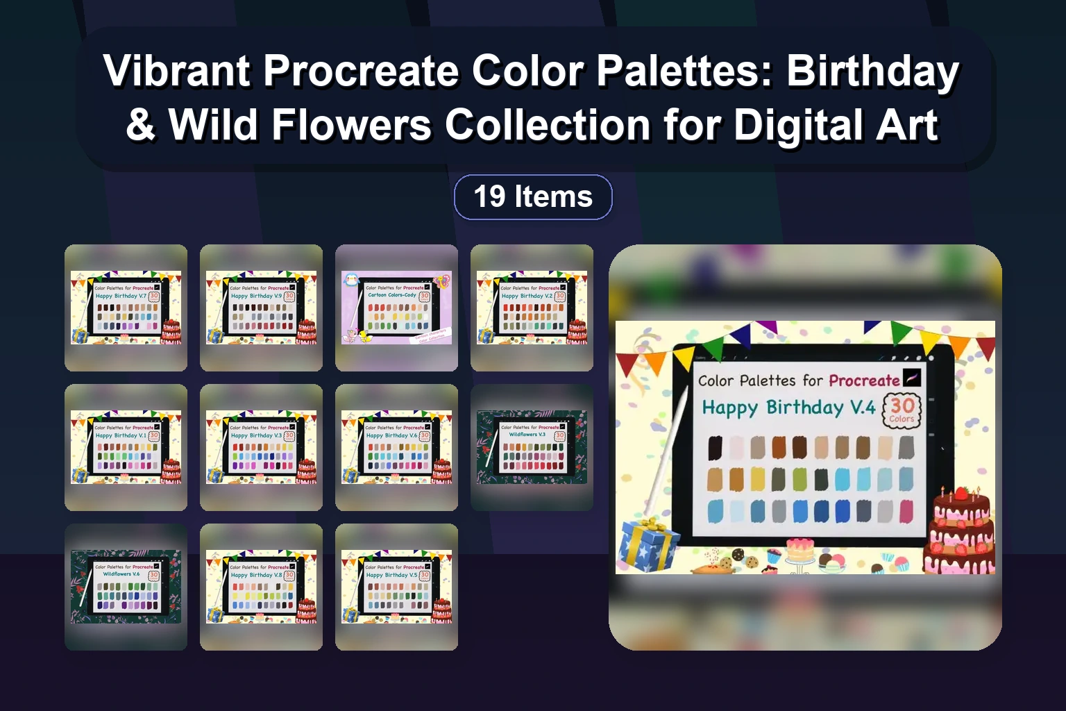 20 Vibrant Procreate Color Palettes for Cartoon & Shiny Digital Art by Jennythip