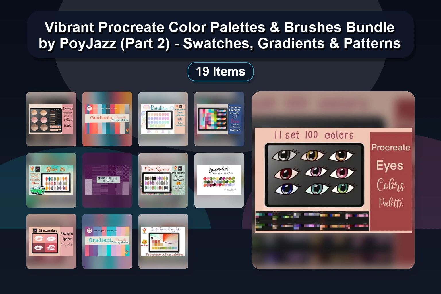 Vibrant Procreate Color Palettes & Brushes Bundle by PoyJazz (Part 2) - Swatches, Gradients & Patterns