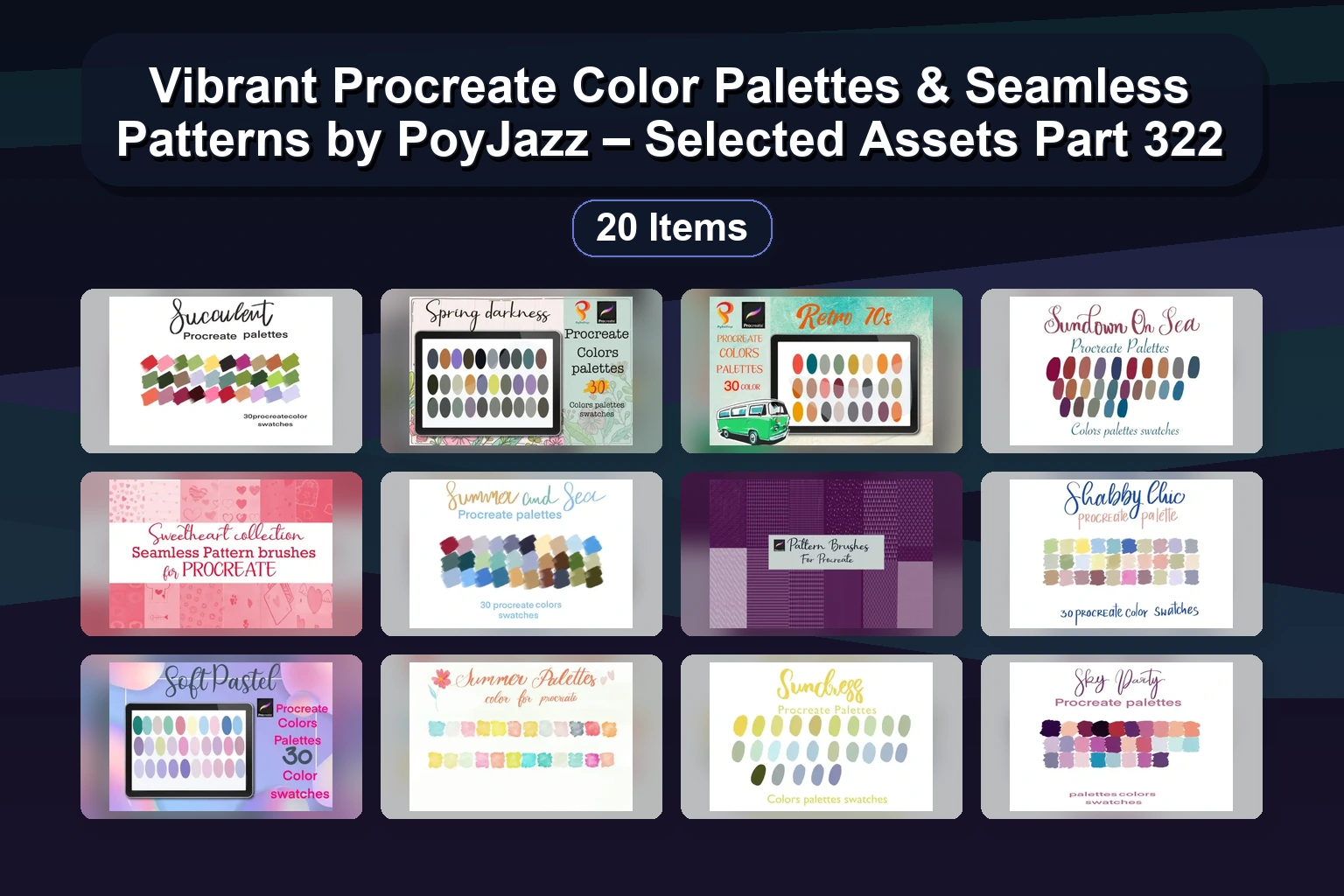 20 Vibrant Procreate Color Palettes for iPad Artists & Designers | PoyJazz Collection