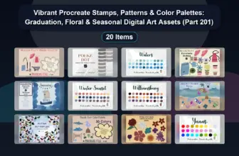 Vibrant Procreate Stamps, Patterns & Color Palettes: Graduation, Floral & Seasonal Digital Art Assets (Part 201)