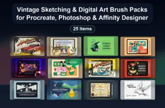 Vintage Sketching & Digital Art Brush Packs for Procreate, Photoshop & Affinity Designer
