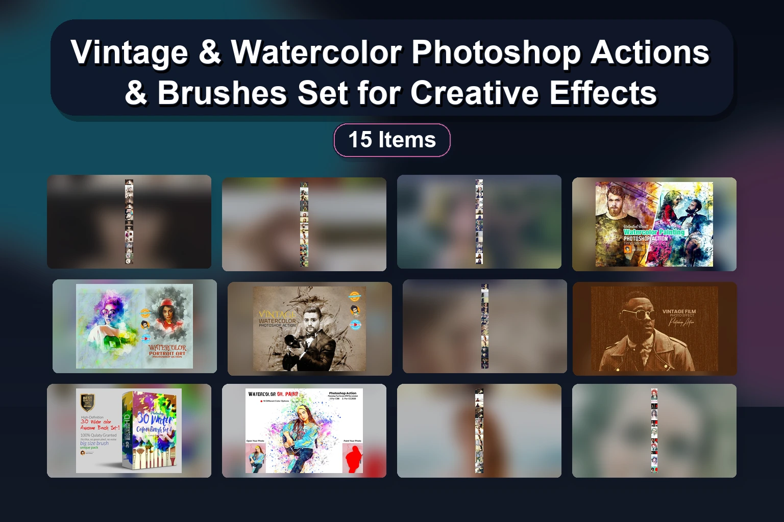 15 Creative Photoshop Actions for Glossy Art, Watercolor, Sketch & Pop Art Effects (Selected Assets Part 154)