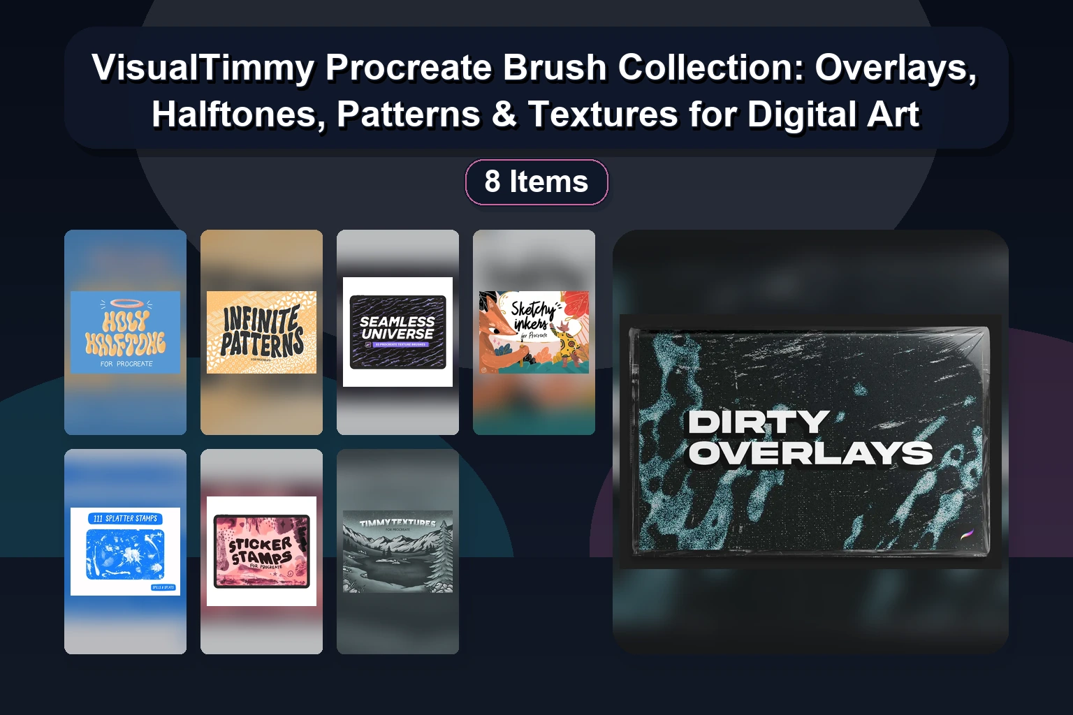 VisualTimmy Procreate Brush Collection: Overlays, Halftones, Patterns & Textures for Digital Art
