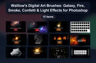 Walllow’s Digital Art Brushes: Galaxy, Fire, Smoke, Confetti & Light Effects for Photoshop