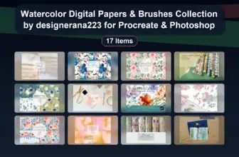 Watercolor Digital Papers & Brushes Collection by designerana223 for Procreate & Photoshop