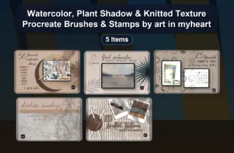 Watercolor, Plant Shadow & Knitted Texture Procreate Brushes & Stamps by art in myheart