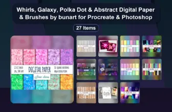 Whirls, Galaxy, Polka Dot & Abstract Digital Paper & Brushes by bunart for Procreate & Photoshop