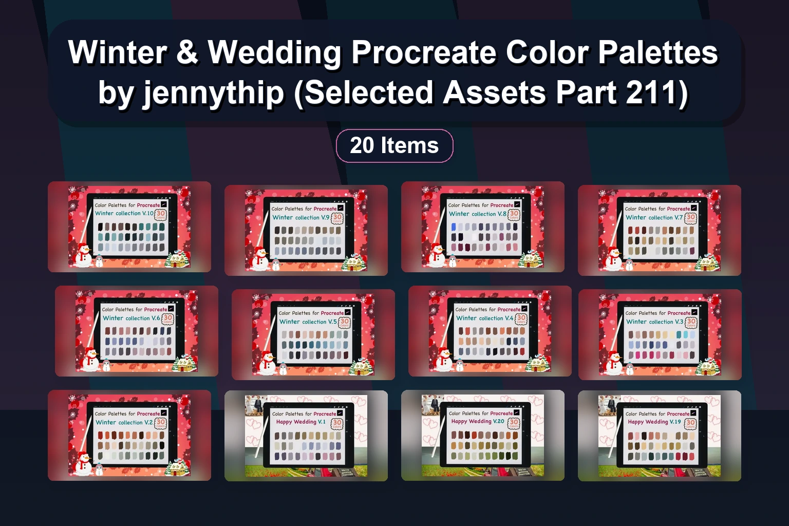 Procreate Color Palettes: Chinese New Year & Winter V1-V25 | Digital Swatch Sets