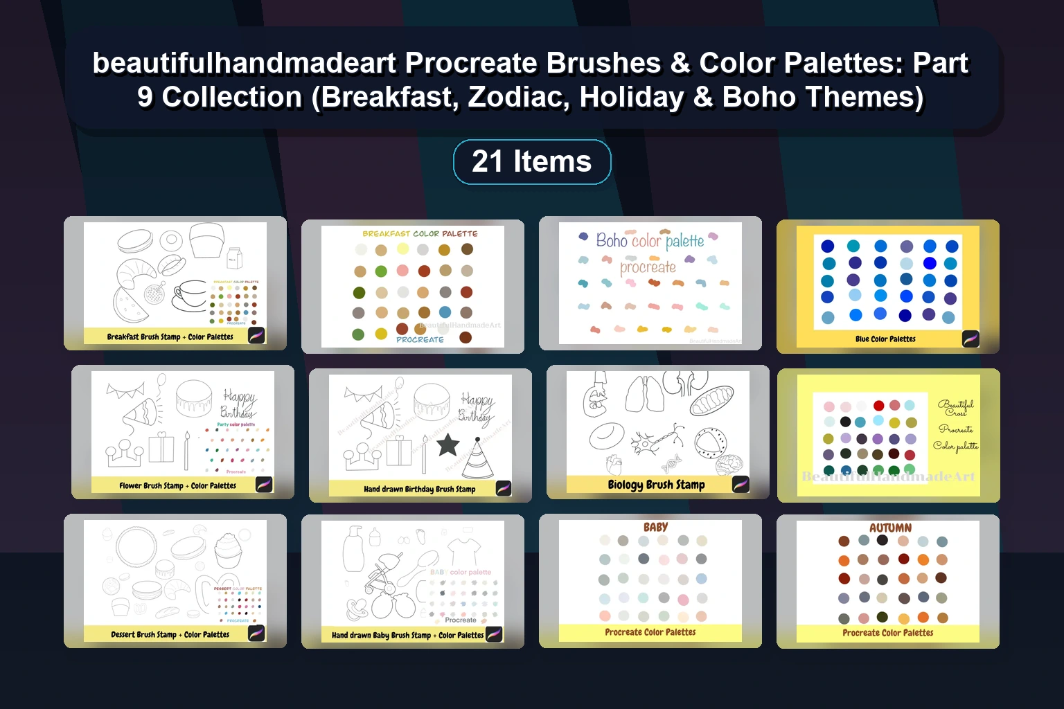 Procreate Color Palettes & Brush Stamps Collection by beautifulhandmadeart (Part 8)