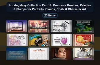 brush-galaxy Collection Part 19: Procreate Brushes, Palettes & Stamps for Portraits, Clouds, Chalk & Character Art