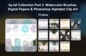 by-lef Collection Part 2: Watercolor Brushes, Digital Papers & Photoshop Alphabet Clip Art