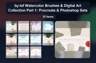 by-lef Watercolor Brushes & Digital Art Collection Part 1: Procreate & Photoshop Sets