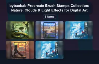 bybaobab Procreate Brush Stamps Collection: Nature, Clouds & Light Effects for Digital Art