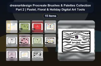dreanartdesign Procreate Brushes & Palettes Collection Part 2 | Pastel, Floral & Holiday Digital Art Tools
