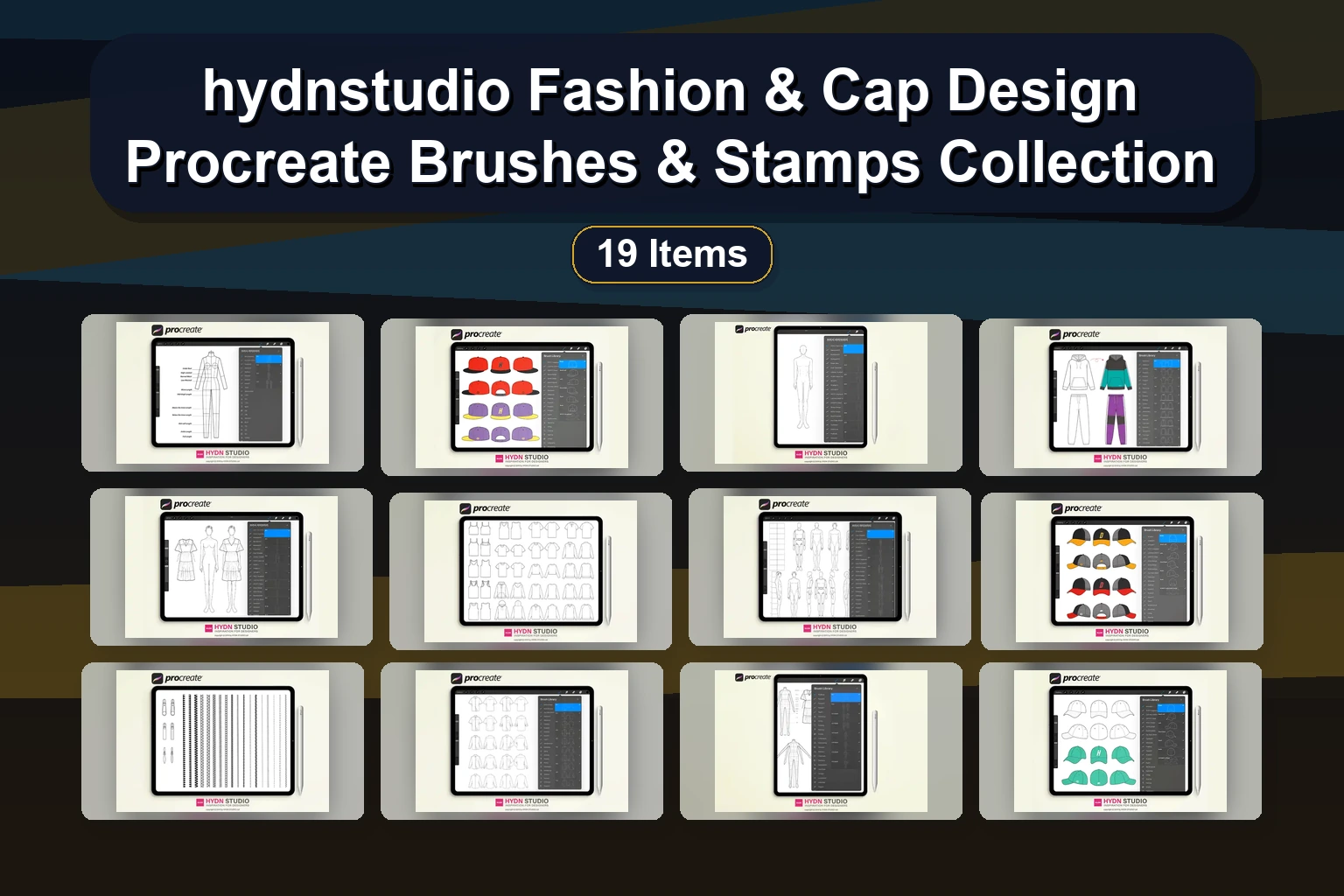 Procreate & Photoshop Background Brushes & Abstract Shapes Bundle by hg-designs