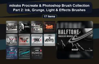 miksks Procreate & Photoshop Brush Collection Part 2: Ink, Grunge, Light & Effects Brushes