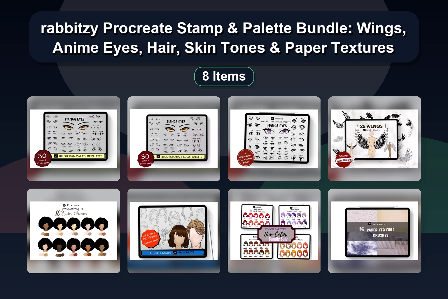 Procreate Brush & Stamp Collection by raveedesign: Doodles, Flowers, Leaves, Frames & Christmas Palettes