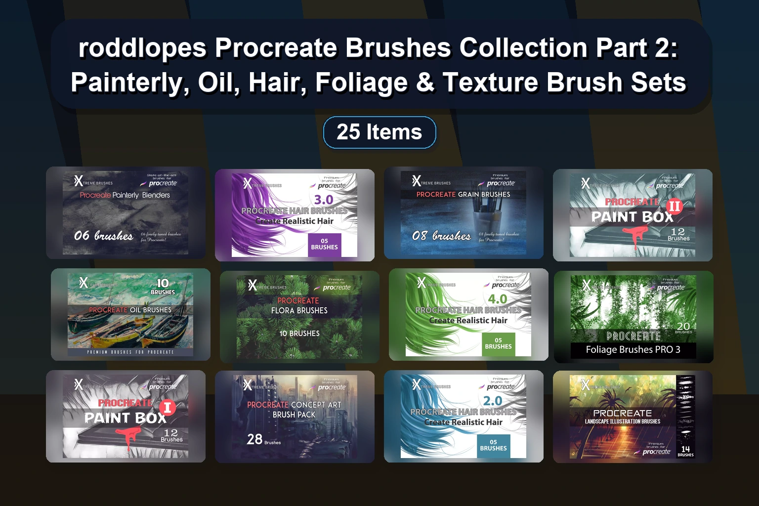 sadarong Grunge, Watercolor & Ink Brush Sets for Procreate & Illustrator: 25 Digital Art Brush Packs