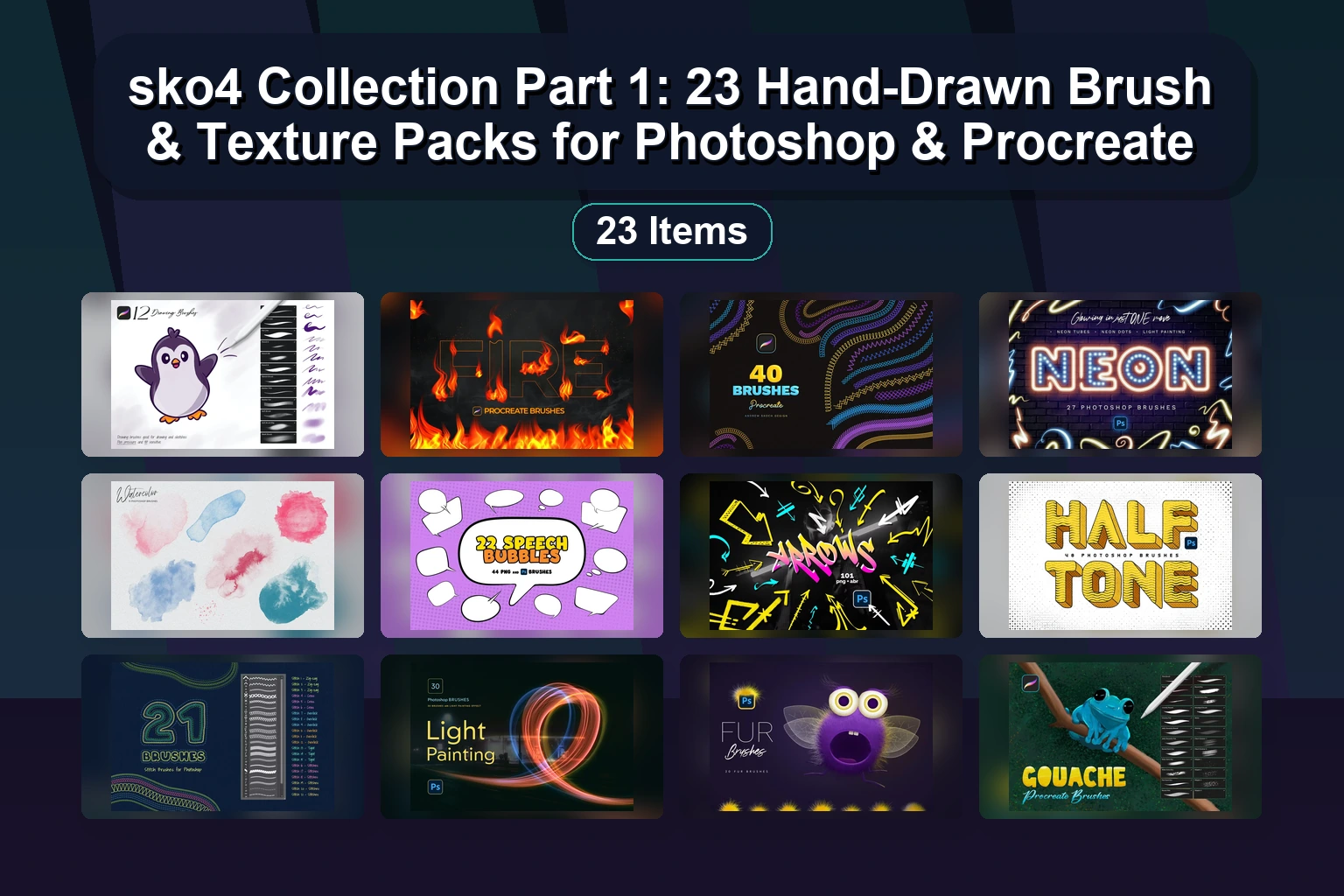 Explore simz Digital Brush Collection: Watercolor, Gouache, Acrylic & Pencil Sets for Procreate & Photoshop