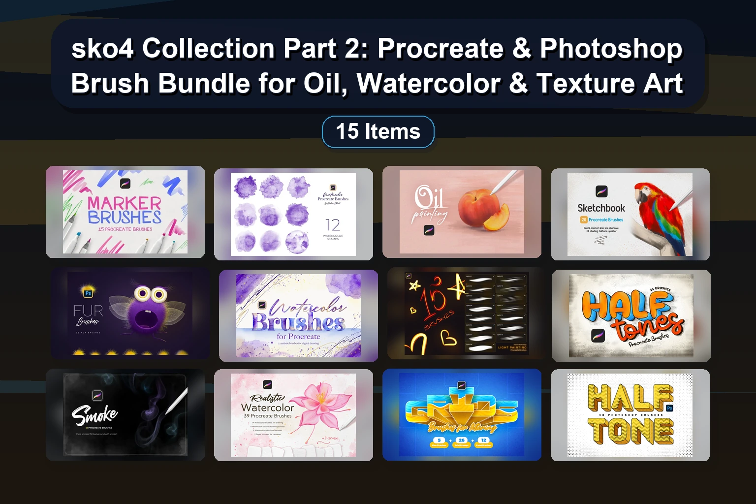 sko4 Collection Part 1: 23 Hand-Drawn Brush & Texture Packs for Photoshop & Procreate