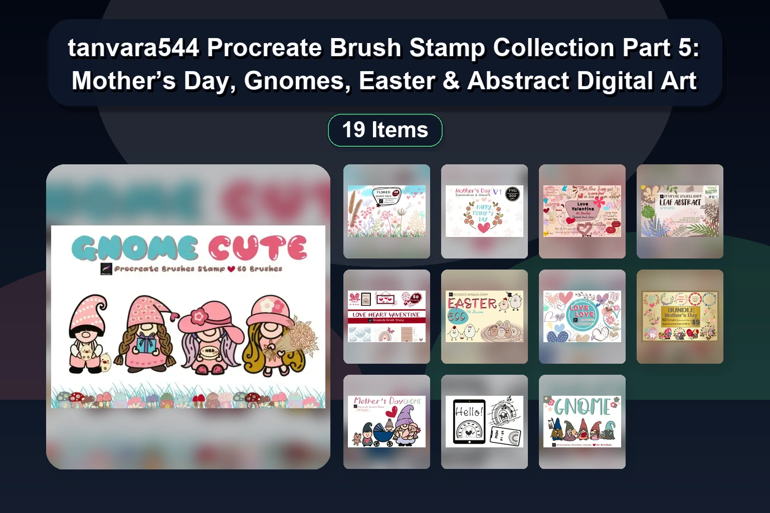 tanvara544 Procreate Brush Stamp Collection Part 5: Mother’s Day, Gnomes, Easter & Abstract Digital Art