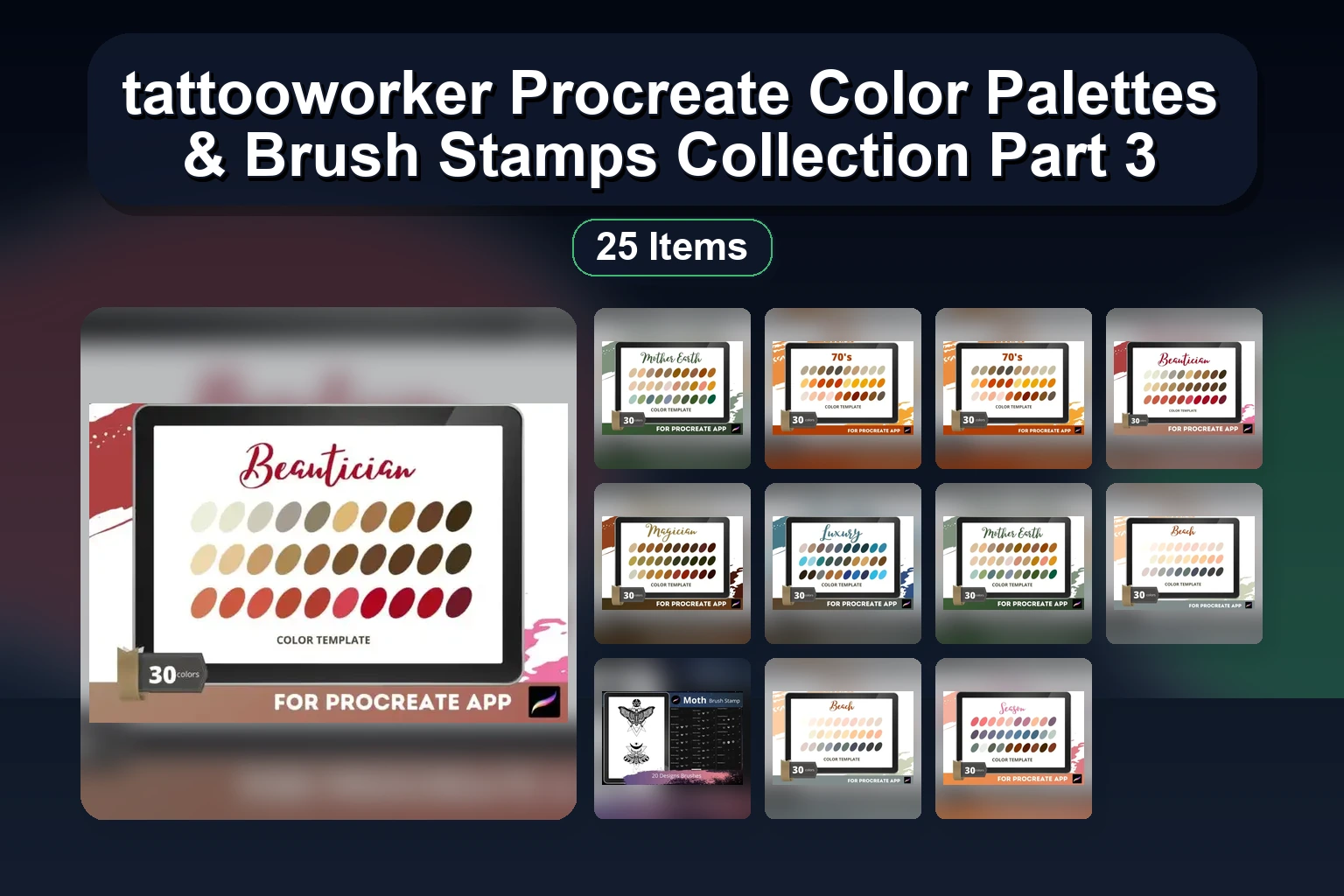 tattooworker Procreate Color Palettes & Brush Stamps Collection Part 3