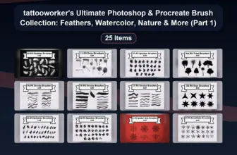 tattooworker’s Ultimate Photoshop & Procreate Brush Collection: Feathers, Watercolor, Nature & More (Part 1)