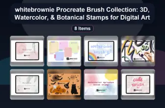 whitebrownie Procreate Brush Collection: 3D, Watercolor, & Botanical Stamps for Digital Art