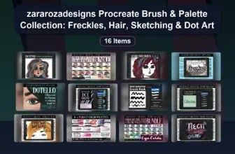 zararozadesigns Procreate Brush & Palette Collection: Freckles, Hair, Sketching & Dot Art